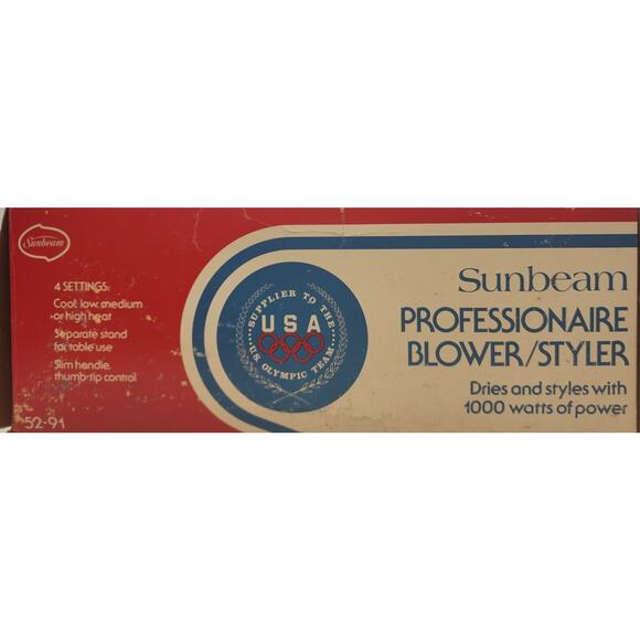 Sunbeam Professionaire Blower Hair Dryer 52-91 W/Original Box Paperwork Olympic - Picture 5 of 5